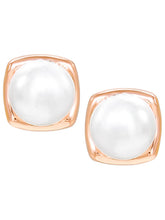 Peora Pearl Glow Stud Earrings - Rose Gold