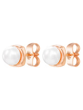 Peora Pearl Glow Stud Earrings - Rose Gold