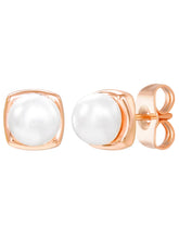 Peora Pearl Glow Stud Earrings - Rose Gold