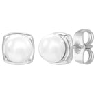 Peora Pearl Glow Stud Earrings - Silver