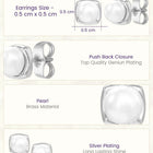 Peora Pearl Glow Stud Earrings - Silver