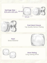 Peora Pearl Glow Stud Earrings - Silver