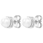 Peora Pearl Glow Stud Earrings - Silver