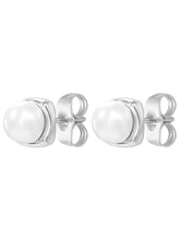 Peora Pearl Glow Stud Earrings - Silver