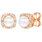 Peora Rose Gold Plated Pearl Halo Stud Earrings