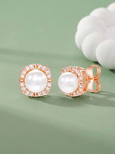 Peora Pearl Halo Stud Earrings - Rose Gold