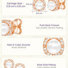 Peora Rose Gold Plated Pearl Halo Stud Earrings