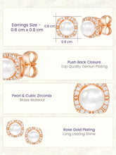 Peora Pearl Halo Stud Earrings - Rose Gold