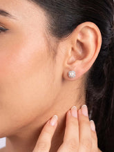 Peora Pearl Halo Stud Earrings - Silver
