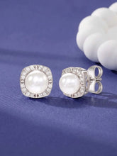Peora Pearl Halo Stud Earrings - Silver