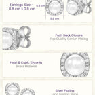 Peora Rhodium Plated Pearl Halo Stud Earrings