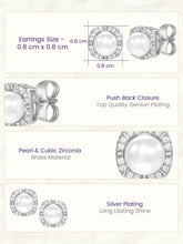 Peora Pearl Halo Stud Earrings - Silver