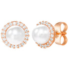 Peora Pearl Stud Earrings - Rose Gold