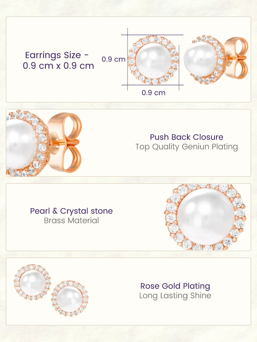 Peora Pearl Stud Earrings - Rose Gold