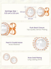 Peora Pearl Stud Earrings - Rose Gold
