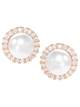 Peora Pearl Stud Earrings - Rose Gold