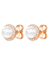 Peora Pearl Stud Earrings - Rose Gold
