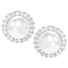 Peora Pearl Stud Earrings - Silver