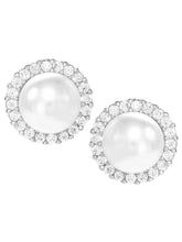 Peora Pearl Stud Earrings - Silver