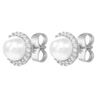Peora Pearl Stud Earrings - Silver