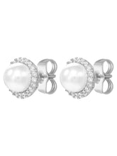 Peora Pearl Stud Earrings - Silver
