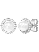 Peora Pearl Stud Earrings - Silver