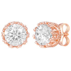 Peora Rose Gold Plated Floral CZ Stud Earrings