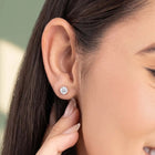 Peora Rose Gold Plated Floral CZ Stud Earrings