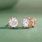 Peora Rose Gold Plated Floral CZ Stud Earrings
