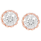 Peora Rose Gold Plated Floral CZ Stud Earrings