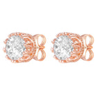 Peora Rose Gold Plated Floral CZ Stud Earrings