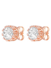 Peora Floral CZ Stud Earrings - Rose Gold