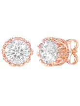 Peora Floral CZ Stud Earrings - Rose Gold