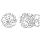 Peora Rhodium Plated Floral CZ Stud Earrings
