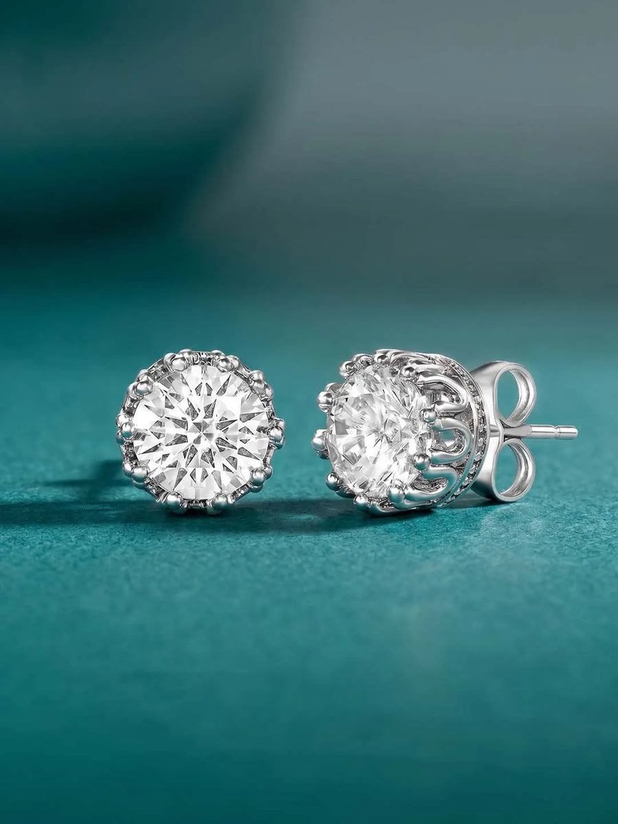 Peora Floral CZ Stud Earrings - Silver