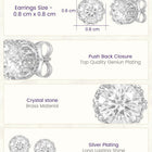 Peora Rhodium Plated Floral CZ Stud Earrings