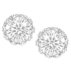 Peora Rhodium Plated Floral CZ Stud Earrings