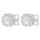 Peora Rhodium Plated Floral CZ Stud Earrings