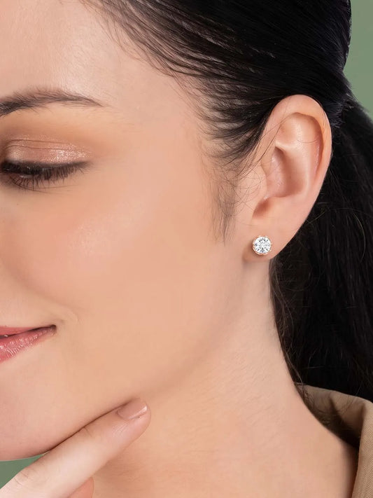 Peora Crystal Stud Earrings - Rose Gold