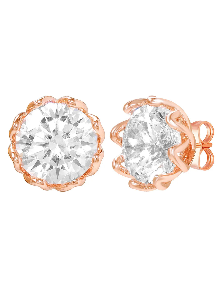 Peora Crystal Stud Earrings - Rose Gold