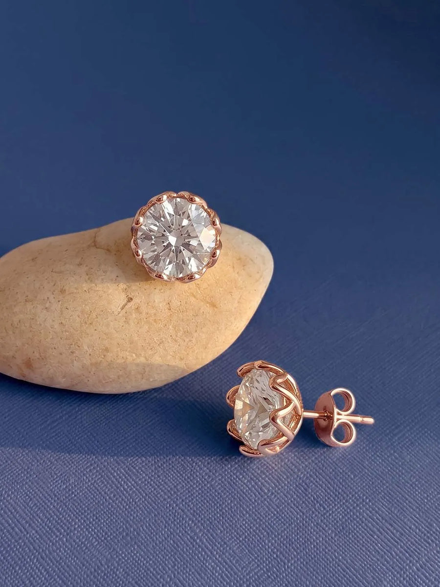 Peora Crystal Stud Earrings - Rose Gold