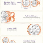 Peora Rose Gold Plated Crystal Stud Earrings