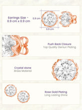 Peora Crystal Stud Earrings - Rose Gold