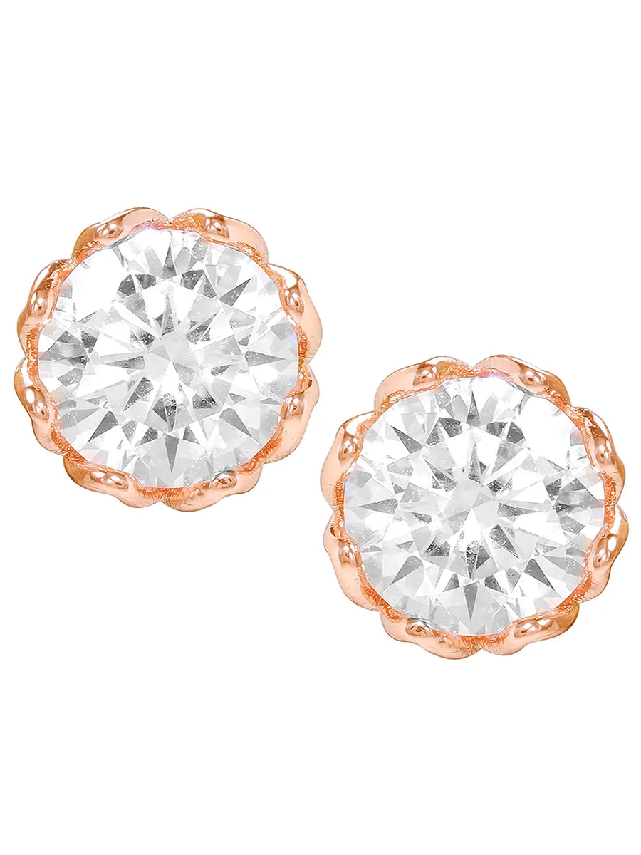 Peora Crystal Stud Earrings - Rose Gold