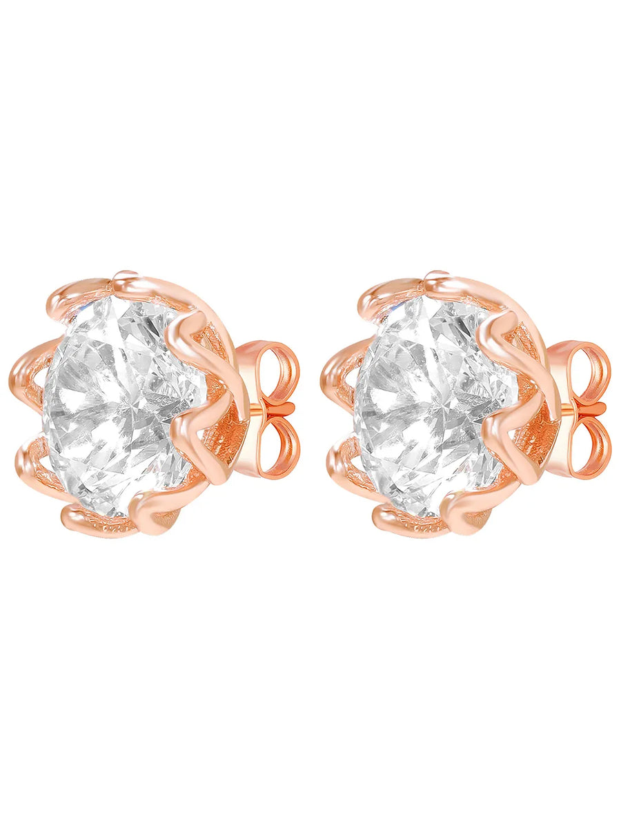 Peora Crystal Stud Earrings - Rose Gold