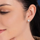 Peora Rhodium Plated Crystal Stud Earrings