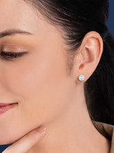 Peora Crystal Stud Earrings - Silver