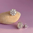Peora Rhodium Plated Crystal Stud Earrings