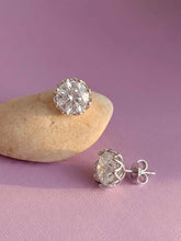 Peora Crystal Stud Earrings - Silver