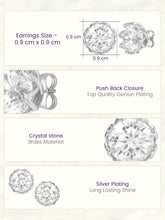 Peora Crystal Stud Earrings - Silver